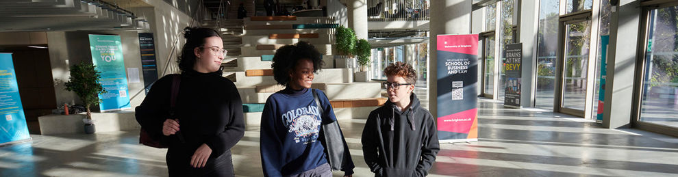 Student in Elm House atrium