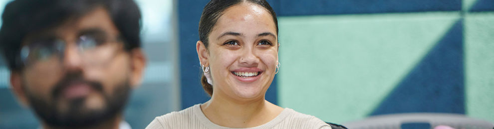 Student smiling in class