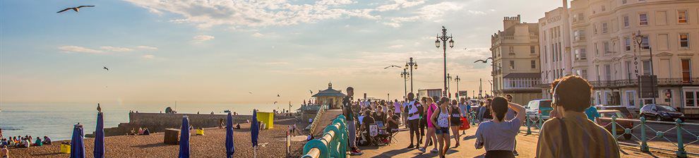 Brighton seafront and promenade in the sunshine