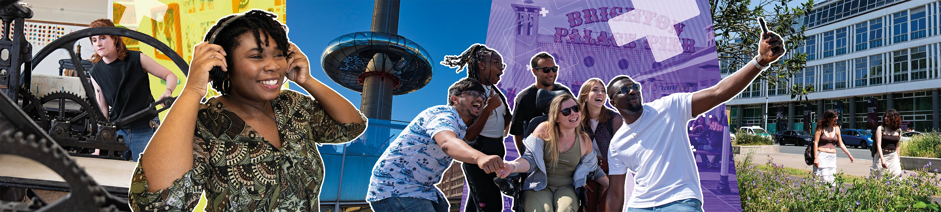 Composite image of students and accommodation