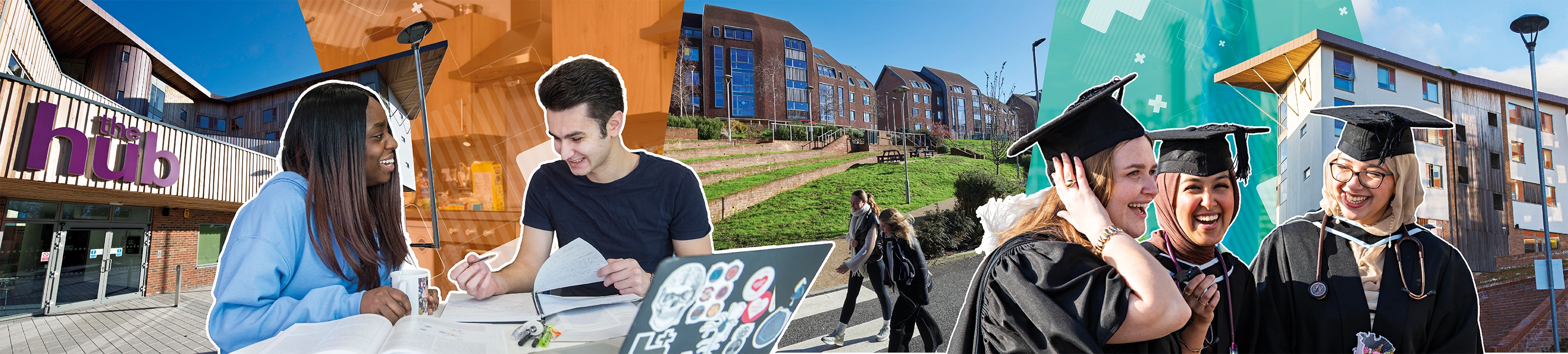 Composite image of students and accommodation
