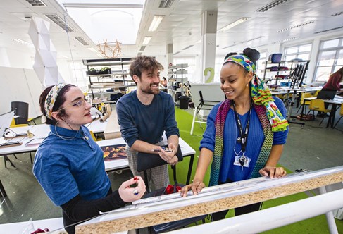 Architecture students working on a project