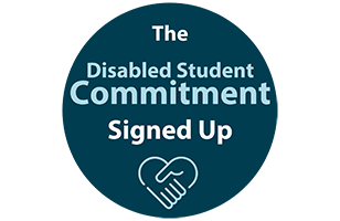 Disabled Student Commitment logo with the text 'Signed up' and two hands forming a heart shape