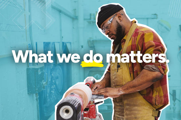 Product design student with the text: What we do matters