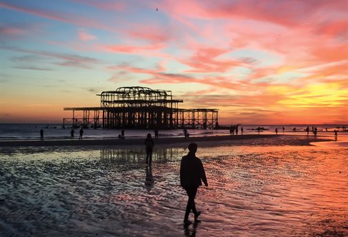 Brighton beach sunset