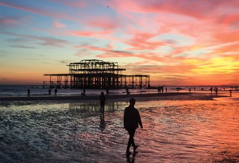 Brighton beach sunset