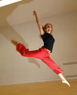 Dance student photographed mid air