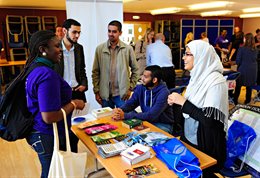 Students discussing scholarships