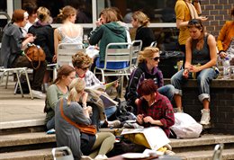 Students on steps