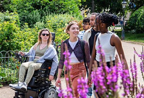 Students on a walk through Brighton Pavilion gardens