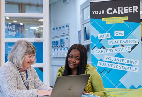 Someone from the careers team with a student