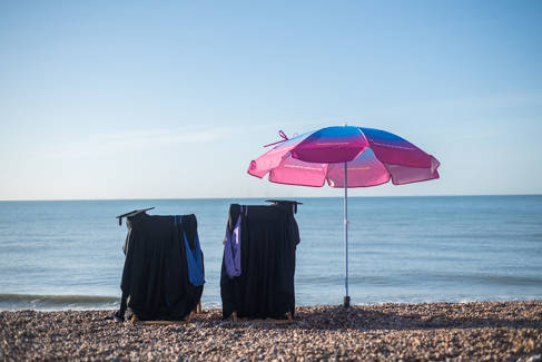 Graduation Gowns on sunny Brighton Beach