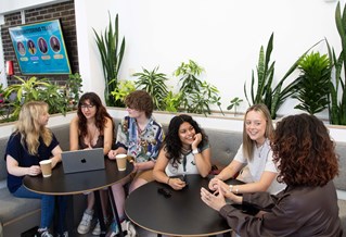 Group of students on City campus University of Brighton