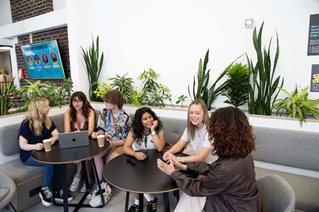 Group of students on City campus University of Brighton