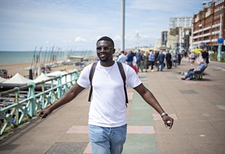 International student on the seafront