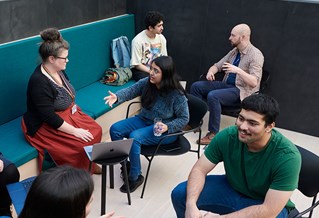 Student Support team chatting with international students