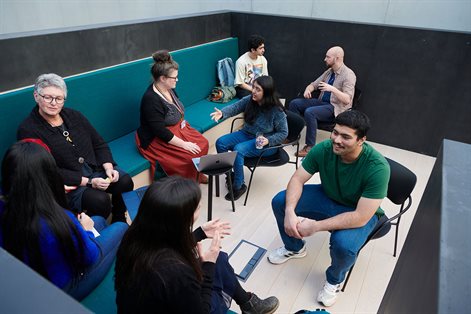 Student Support team chatting with International Students