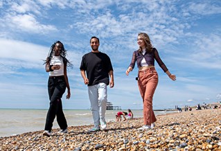 Students on Brighton beach