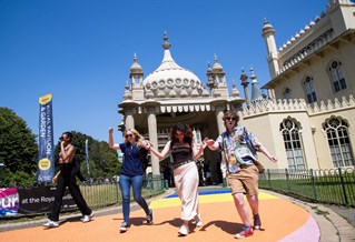 Students walking outside the Royal Pavilion