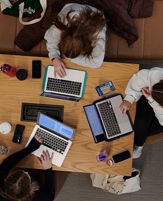 Students studying on laptops