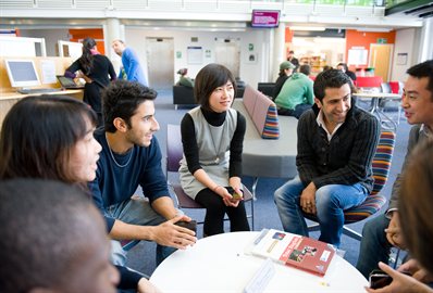 Group of international students chatting