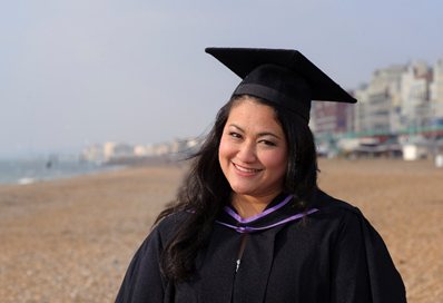 Neeranard Muangngam standing on Brighton beach