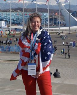 Amelia Hagen wrapped in the American flag