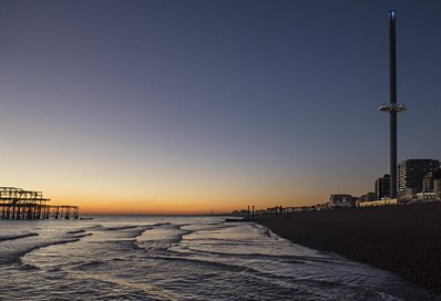 the seaside at sunset