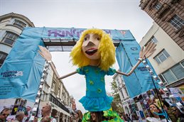 A giant puppet in Brighton Fringe Festival