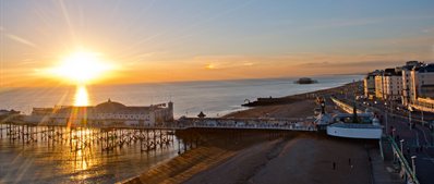 brighton pier at sunset