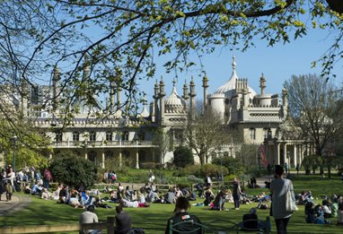 Relaxing in nearby Pavilion Gardens