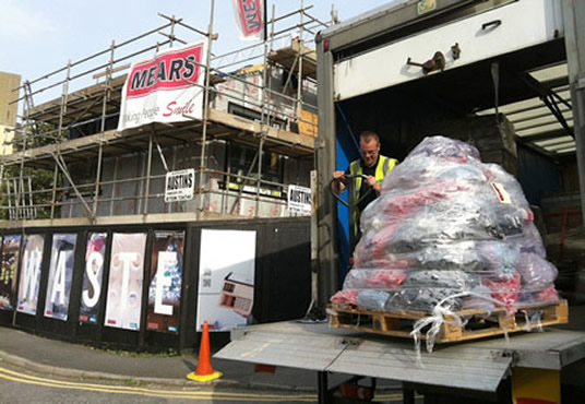 Toothbrushes from Gatwick airport arriving at the Brighton Waste House