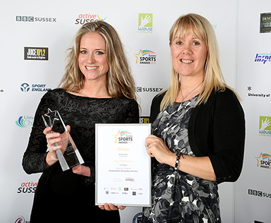 Faye McClelland at the awards night with Sarah Hogg