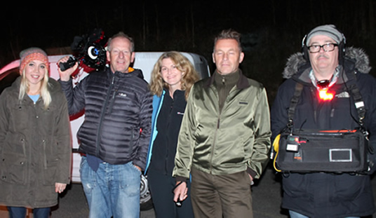 Dr Scott with Chris Packham and the BBC film crew