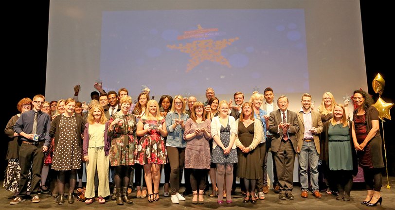 Excellence award winners with the Vice-Chancellor Julian Crampton