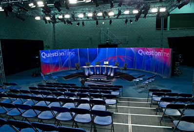 Falmer Sports Centre transformed into the Question Time set