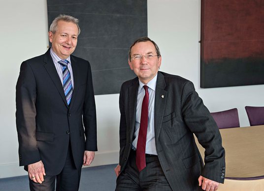 Professor Chris Pole (left) with Professor Julian Crampton