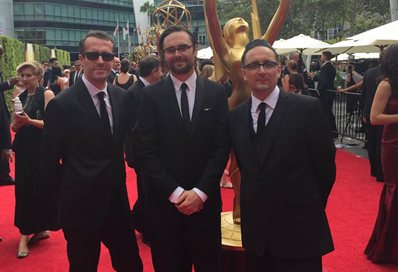Emmy winners Pete Mellor, Miles Donovan, and Luke Best.