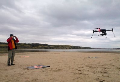 Professor Ashworth testing the drone