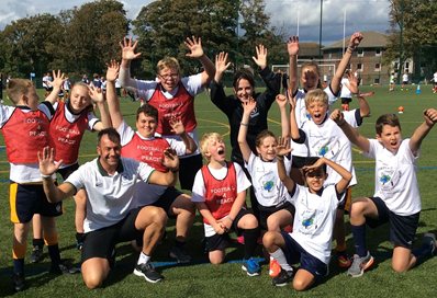 Secondary school pupils playing Rugby 4 Peace