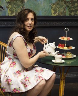 Ali Miller with tea set