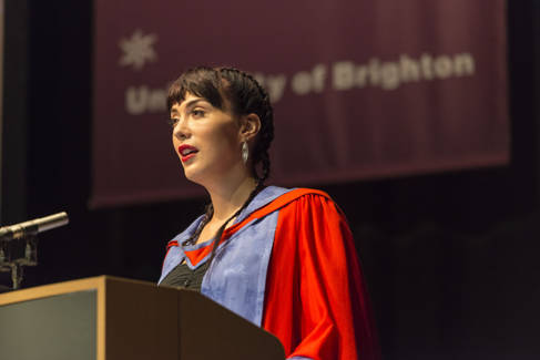 Paris Lees speaking at our graduation ceremony in 2016