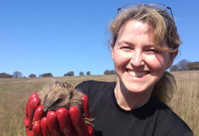 Dr Dawn Scott and hedgehog