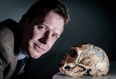 Dr James Cole and skull