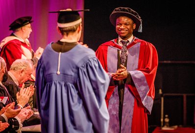 Dr Oladapo Akinlotan receiving his PhD