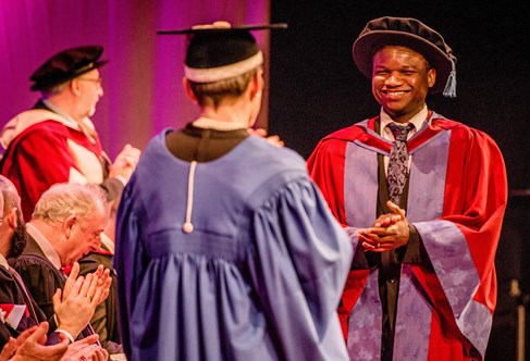 Dr Oladapo Akinlotan receiving his PhD