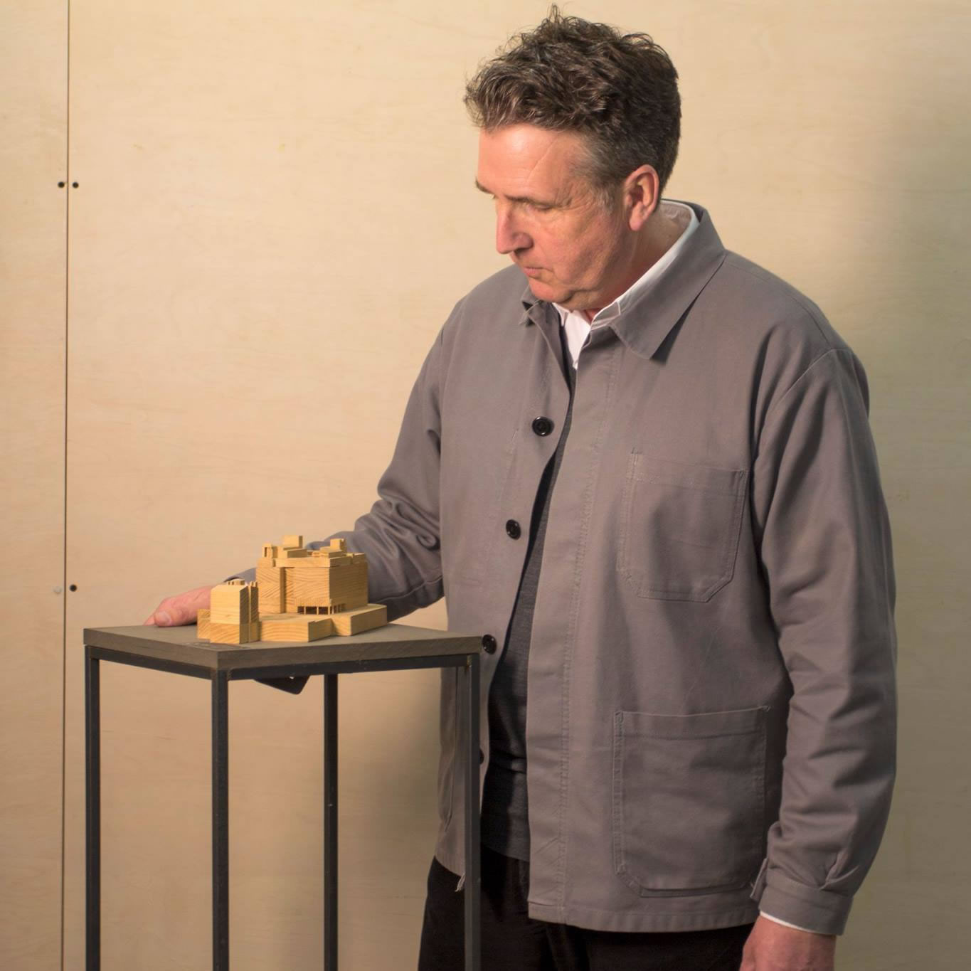 Professor Robert Mull with an architectural model