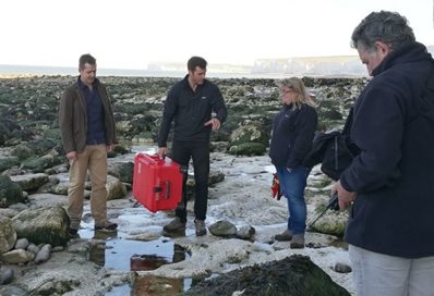 Dr Cole and Dr Wood with the film crew at Birling Gap