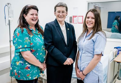 Professor Humphris (centre) with apprentices Lorna Pointer and Nicky Morgan