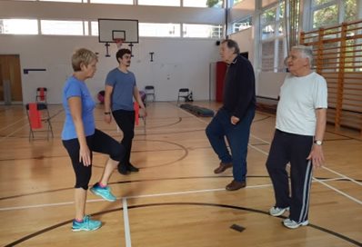 Patients doing exercise for cancer recovery